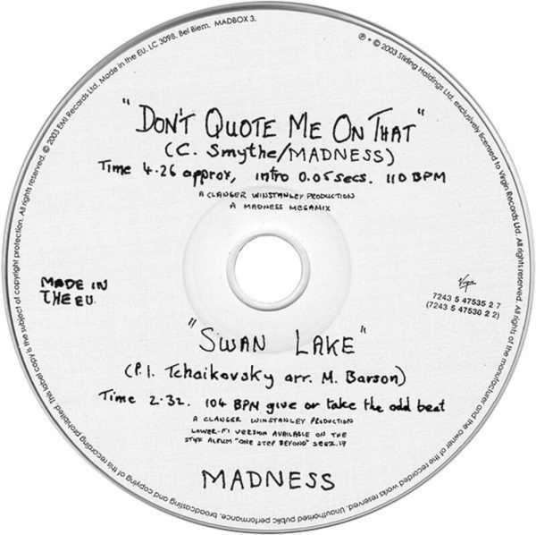 NuttySounds.com - Madness – Don’t Quote Me On That – (CD, Single) – (UK)