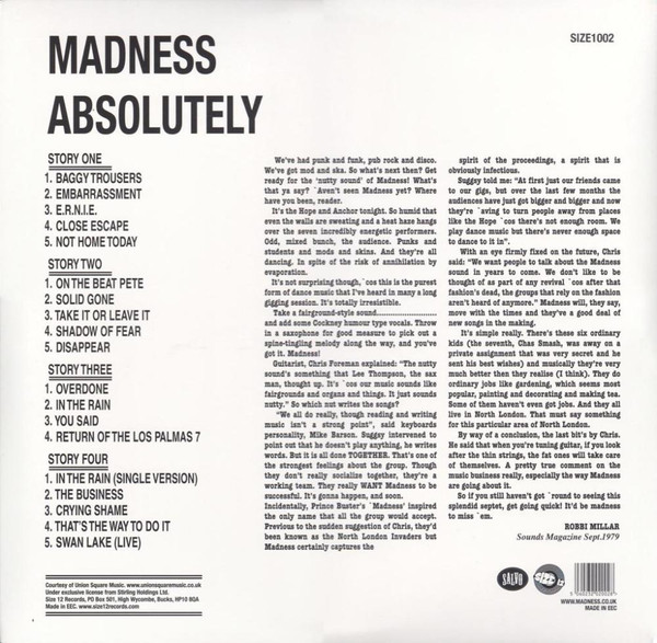 NuttySounds.com - Madness – Absolutely – (2×10″, Album, RE) – (Europe)