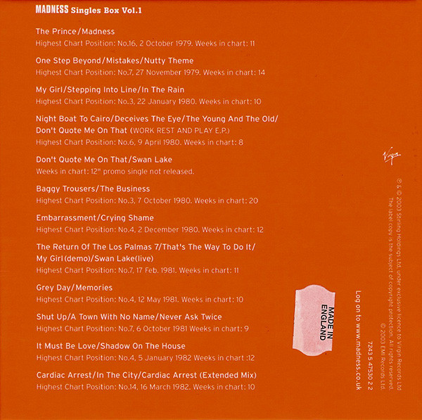 NuttySounds.com - Madness – Singles Box Vol. 1 – (12xCD, Single, Comp + Box) – (UK)